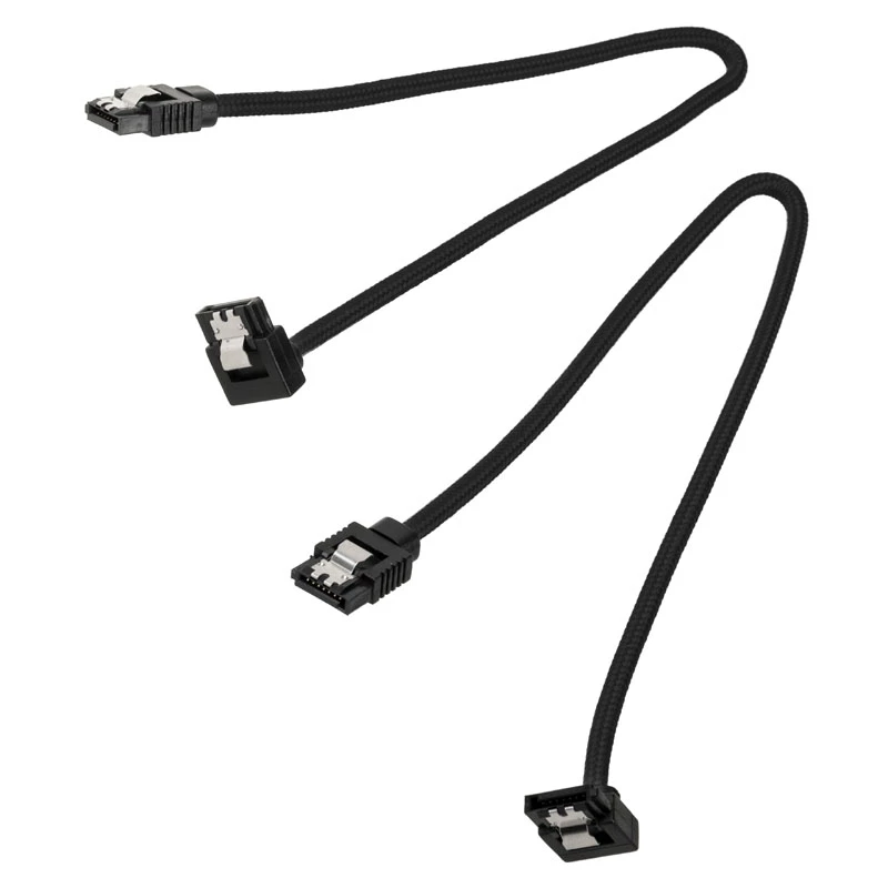 Corsair CC-8900278 Premium SATA-kaapeli punotulla suojalla, kulmallinen, 30 cm, musta, 2 kpl:n pakkaus