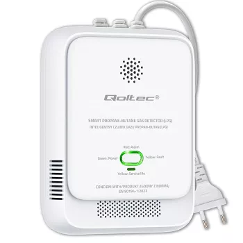 Kaasuvuotoanturi QOLTEC 52652 — propaani/butaani (LPG) ilmaisin, 85 dB hälytys, LED-näyttö