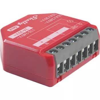 Älykytkin Shelly 1PM Gen4 – langaton, 110–240 V AC, max. 240 V, tehonmittaus, 16 A, 42×16×37 mm