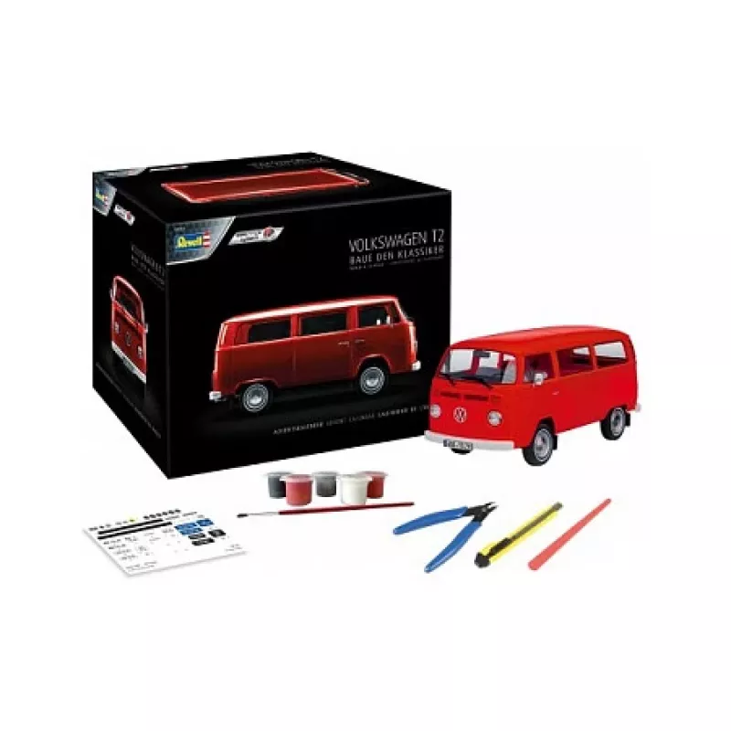 Bussimalli REVELL VW T2, rakennussarja, mittakaava 1:24, pituus 193 mm, leveys 85 mm