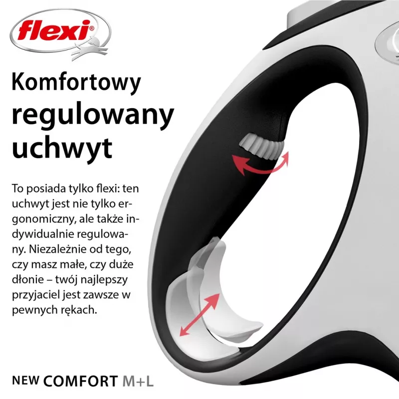 Flexi New Comfort 8 m musta, harmaa koiran flexi
