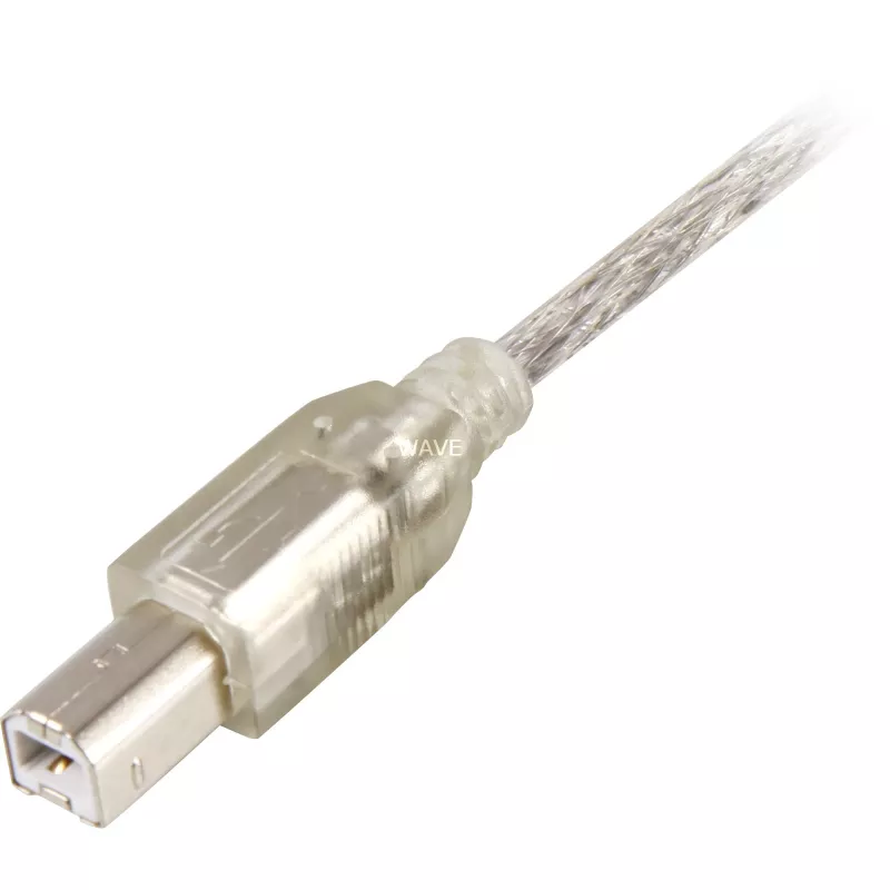 Delock 82057 USB 2.0 -kaapeli A-tyypin uros – B-tyypin uros, 0,5 m, läpinäkyvä