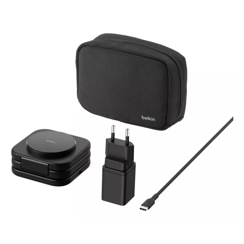 Belkin BoostCharge Pro Qi2 3-in-1 magneettinen taitettava langaton matkalaturi, musta, 15 W