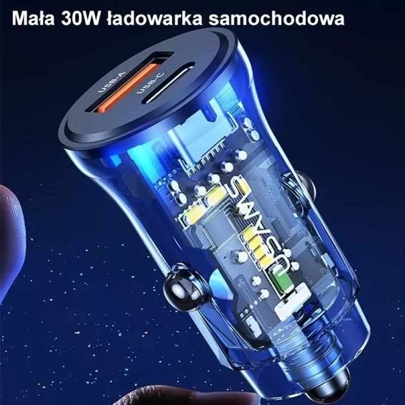 Autolaturi usams CC164CC01 30W 1×USB-A ja 1×USB-C nopeaan lataukseen