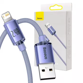 Baseus Crystal Shine -kaapeli USB–Lightning, 2,4A, 2m (violetti)