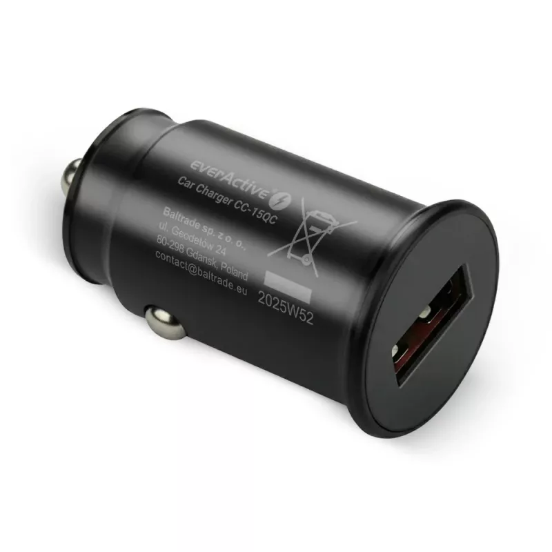 Autolaturi everActive CC-15QC QC3.0 18W 1x USB kaapelilla