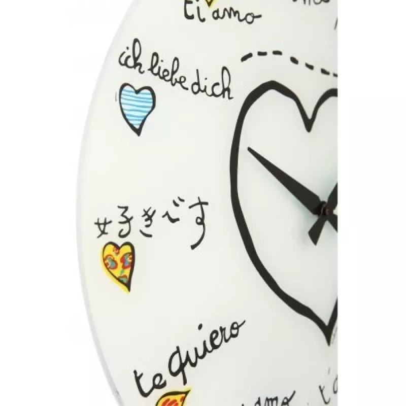 NeXtime kello 8030 Loving You, Ø43 cm, seinäkello, valkoinen/monivärinen