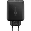 USB-C-pikalaturi, PD, GaN, 65 W (musta, 1x USB-C, 1x USB-A, Power Delivery)