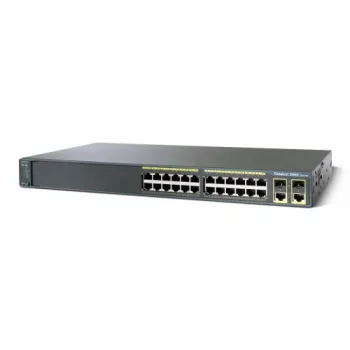 Managed L2 Fast Ethernet PoE -kytkin Cisco C2960-24LC-S — 24x 10/100 RJ‑45, PoE, 1U, kunnostettu