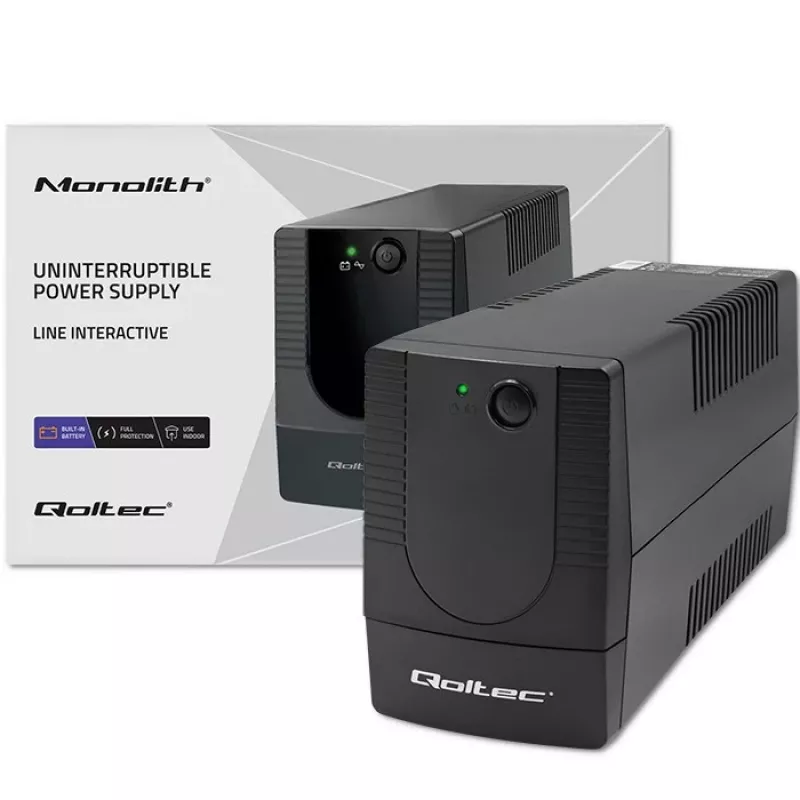 Qoltec 53774 UPS (keskeytymätön virransyöttö) Line-Interactive 1 kVA 600 W 1 AC-lähtö