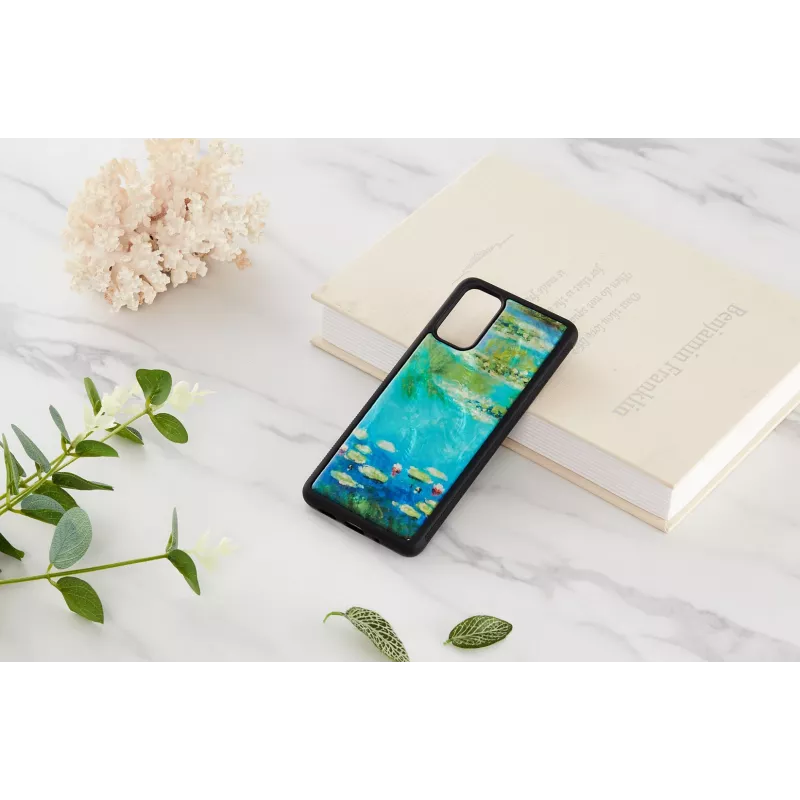 iKins puhelinkotelo Samsung Galaxy S20+:lle — musta vesililjamuotoilu