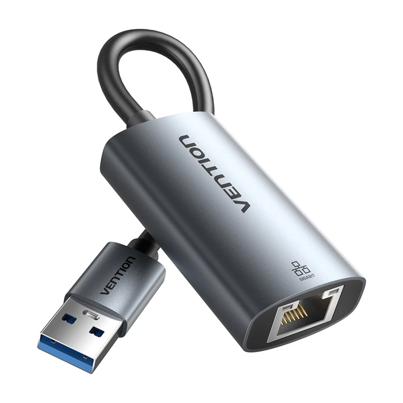 USB–Gigabit Ethernet -sovitin Vention CEZ – langallinen USB-isäntäliitäntä, 1000 Mbit/s, harmaa