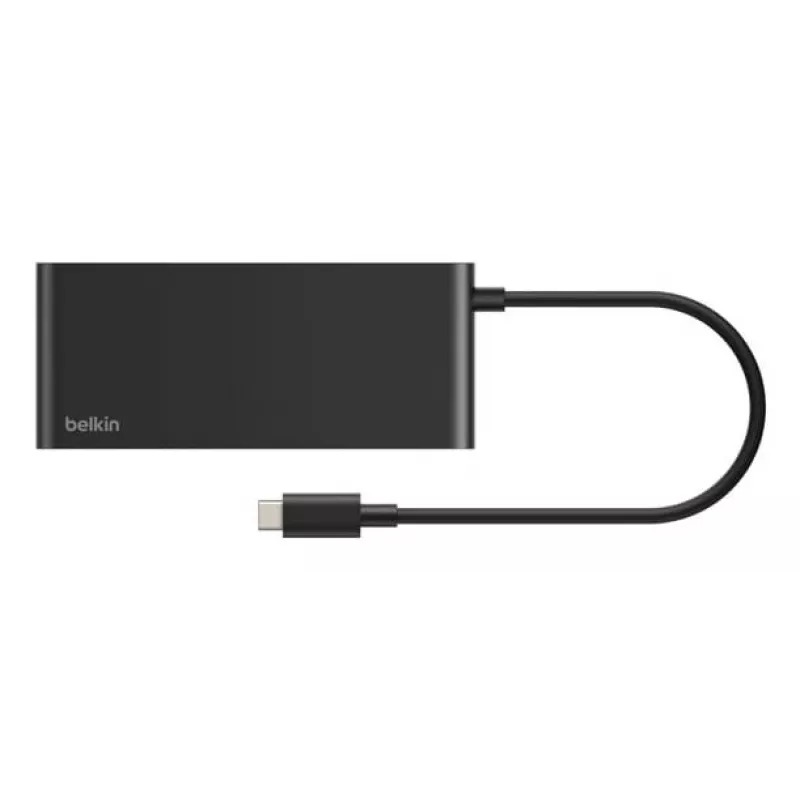 Belkin Connect, USB Type-C, HDMI, USB 2.0 Type-A, USB 3.2 Gen 1 (3.1 Gen 1) Type-C, MicroSD (TransFlash), SD, musta, pyöreä kaapeli, 0,2 m