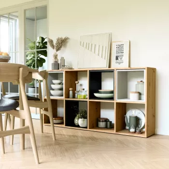 Olohuoneen kirjahylly Top e Shop MALAX 2X4 ARTISAN, luonnonpuu, 8 hyllytasoa, 1470×300×750 mm