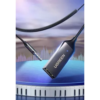 Audiovastaanotin UGREEN CM309 Bluetooth 5.0 USB 3,5 mm AUX-kuulokkeella, musta, 20–20000 Hz