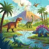 Lasten puupalapeli - dinosaurusten maailma (44 palaa)