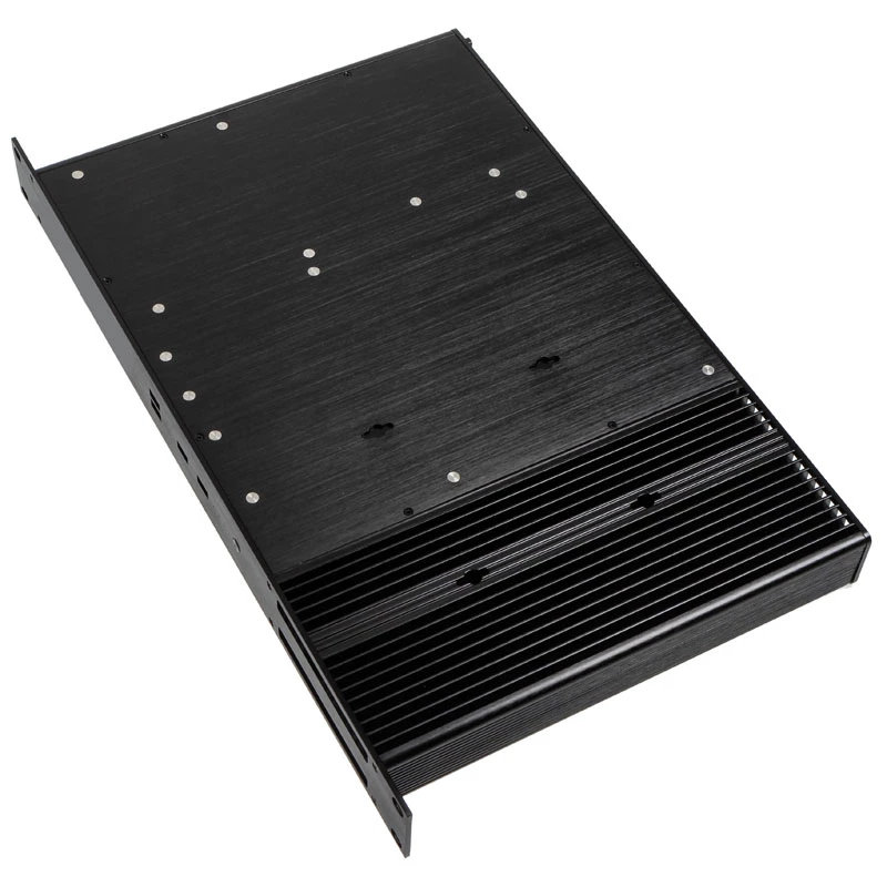 Akasa Galileo TU3 1U Rackmount Thin Mini-ITX -kotelo, tuuletinton, OEM, Musta