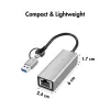 USB-A/-C - 2,5G Ethernet-sovitin, harmaa
