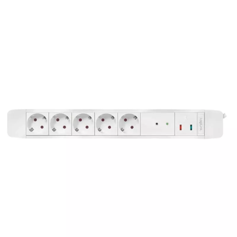 LogiLink LPS402 virtajakotukki 1,5 m 5 AC-pistorasiaa sisäkäyttöön valkoinen