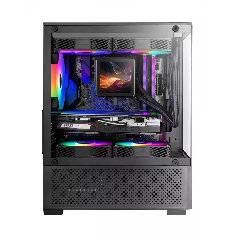 Mini-tornikotelo TACENS Mars Gaming MC-SE2 — Mini-ITX / Micro-ATX, musta, sivulasiseinä, pohjavirtalähde, tukee 2x2,5