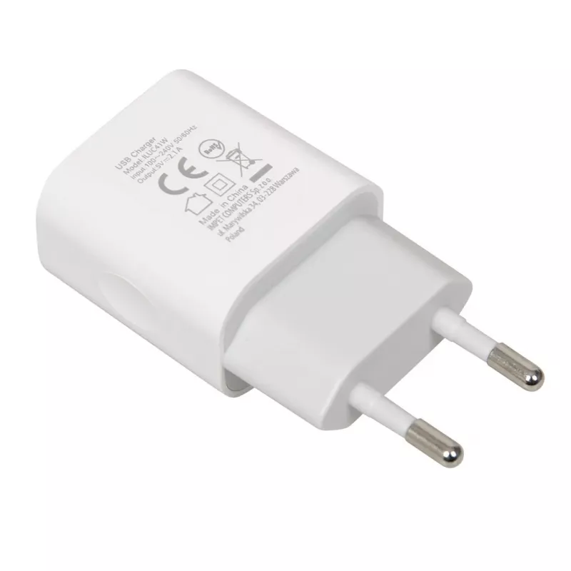 Virtalaturi iBOX C-41 USB 2A, 1 USB-portti, microUSB-kaapeli, valkoinen
