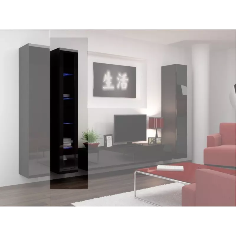 Cama-vitriini VIGO '180' 180/40/30 musta/musta kiiltävä