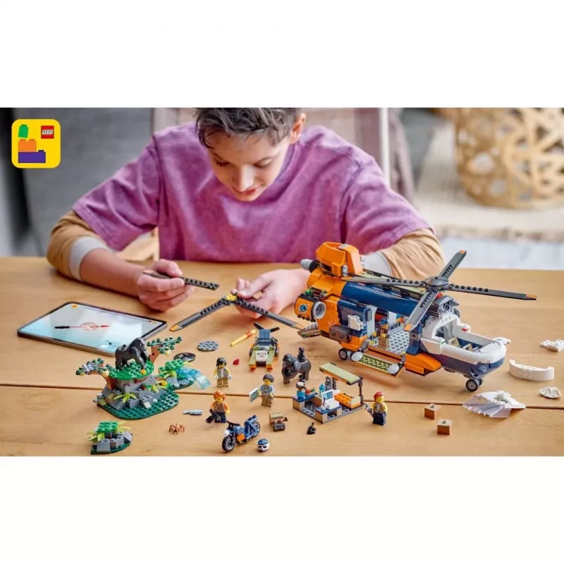 LEGO City 60437 viidakkotutkijahelikopteri tukikohdassa