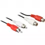 Goobay 50027 stereo-RCA-jatkokaapeli, 2x RCA-uros – 2x RCA-naaras, 5 m, musta
