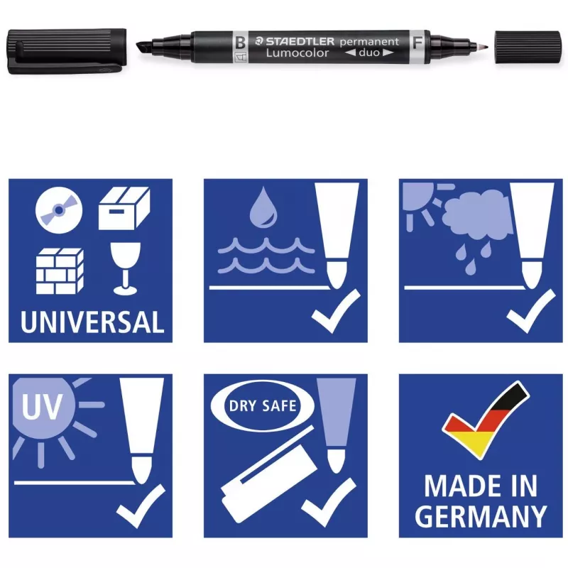 Pysyvä merkkiaine Staedtler Lumocolor permanent duo 348 B musta 1 kpl