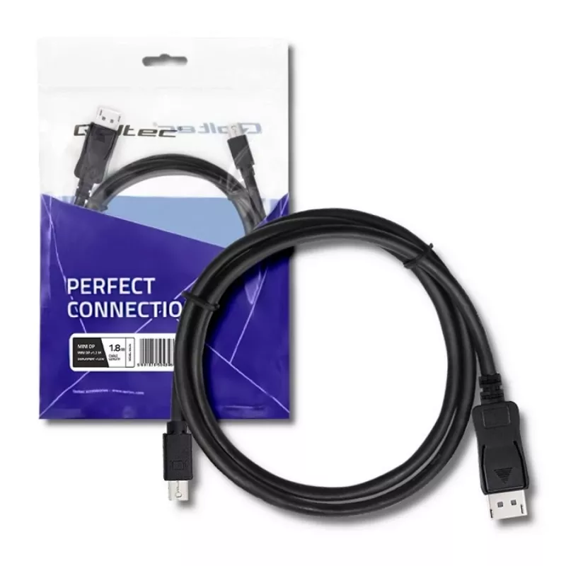 DisplayPort-kaapeli Qoltec 50434 1,8 m Mini DisplayPort, musta