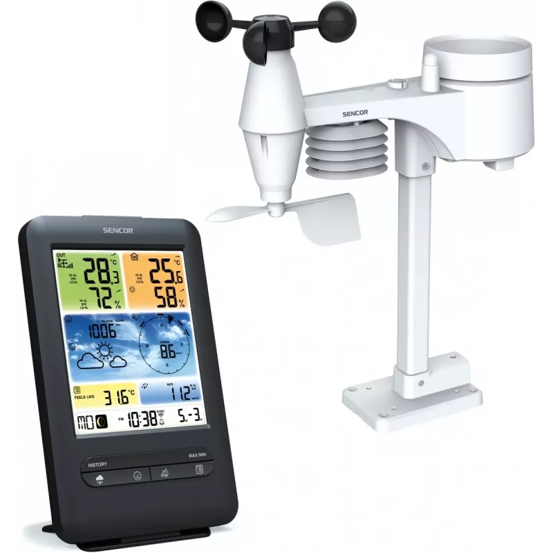 Sencor SWS 9898 ammattitason Wi-Fi-sääasema 5-in-1-anturilla, musta