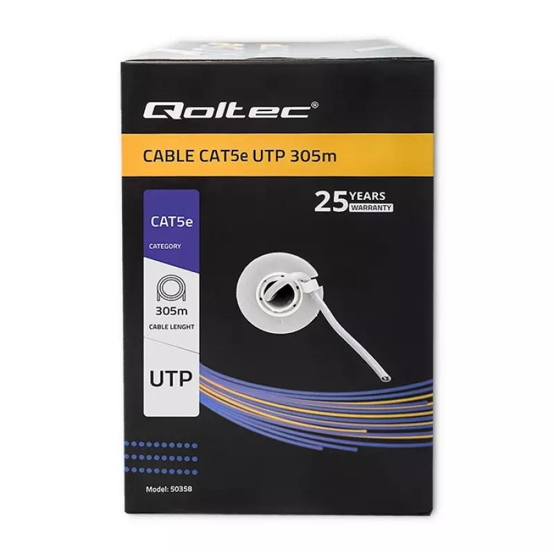 Qoltec verkkokaapeli UTP CAT5E, 305m