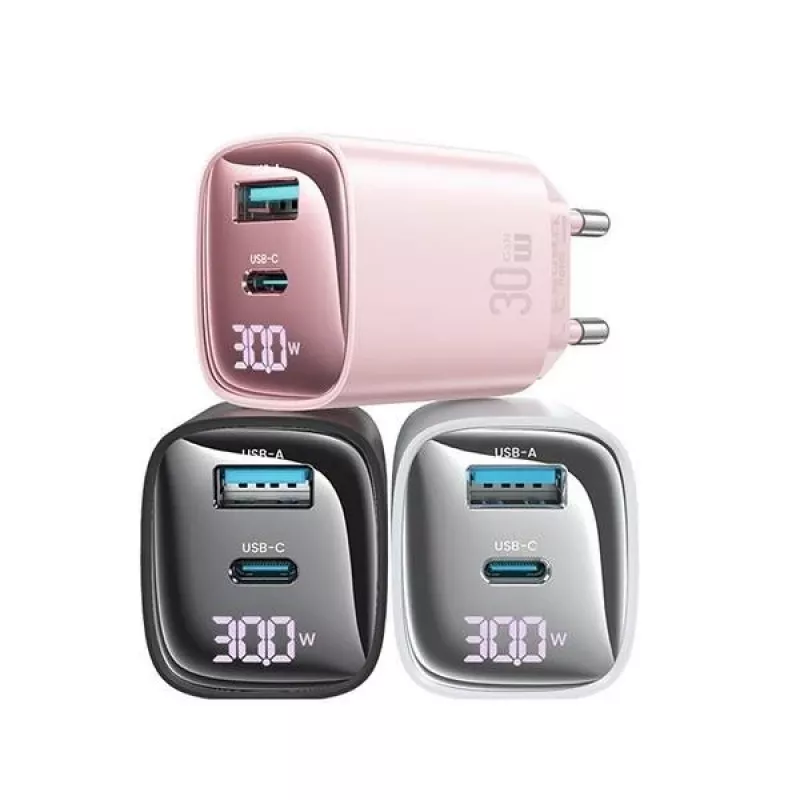 Laturi usams CC229 30W GaN USB-C ja USB LED kompakti matkalaturi