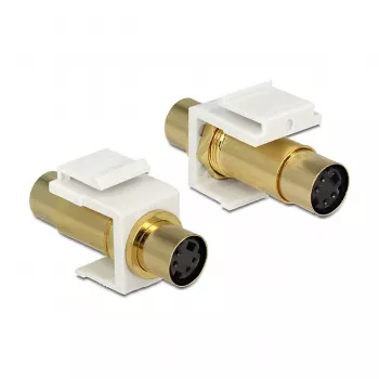 Keystone-moduuli DELOCK 86338 — Mini-DIN 4 - Mini-DIN 4, valkoinen, 22×40×15 mm