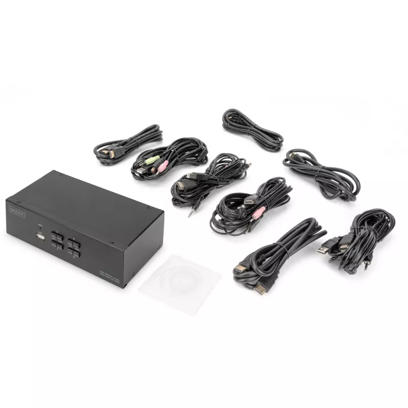KVM-kytkin Digitus DS-12883 4 porttia Dual Display 4K HDMI USB