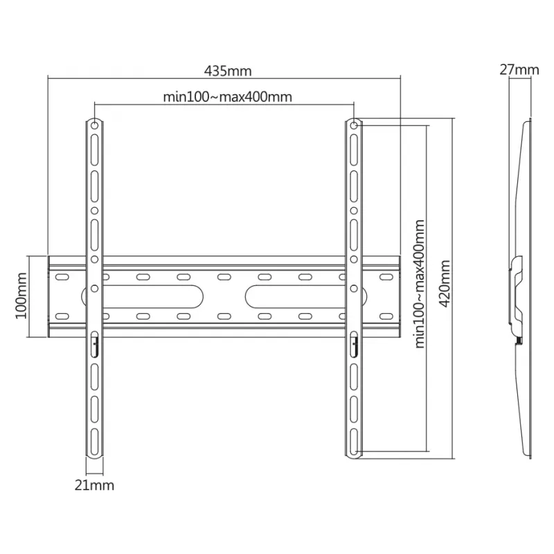 TV-seinäteline SBOX PLB-2544F-2 32–70 tuuman televisioille, enintään 45 kg, VESA 400x400