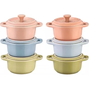 Setti 6 kpl Mini-Cocotte pyöreä 10 cm, monivärinen