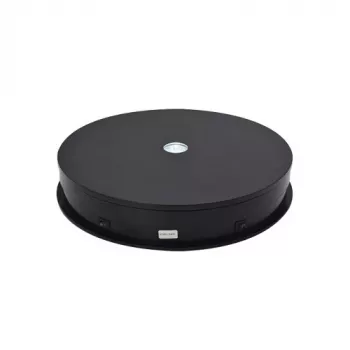 Sähköinen 360° kääntöteline LED-valaistuksella, pyöreä 30 cm, musta