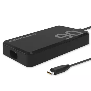 Qoltec 90W GaN Super Fast SLIM seinälaturi | XP | 5-20V | 4,5A | USB-C 3.1 | kannettava | MacBook | älypuhelin | + kaapeli