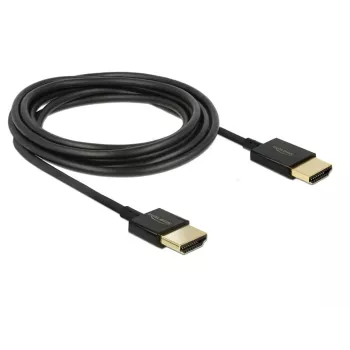 DeLOCK Slim High Quality - HDMI Ethernet-kaapelilla - HDMI (M) - HDMI (M) - 25cm - kolmoiseristys - musta - 4K-tuki (85117)