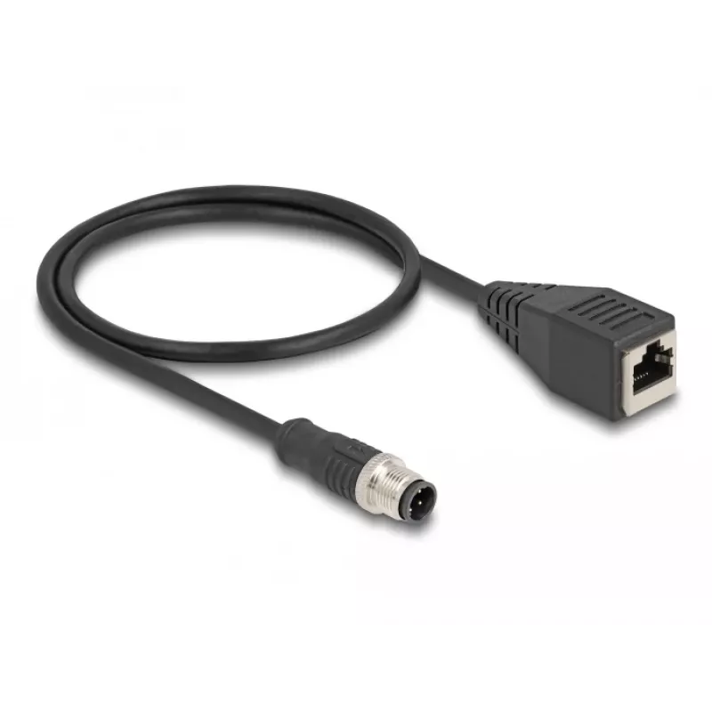 DeLOCK M12 sovitinkaapeli D-koodattu 4-napainen uros RJ45 naaras 50 cm