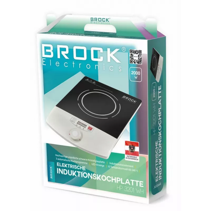 Brock HP 3201 WH yhden alueen induktiokeittotaso, 60-240 °C, musta/valkoinen
