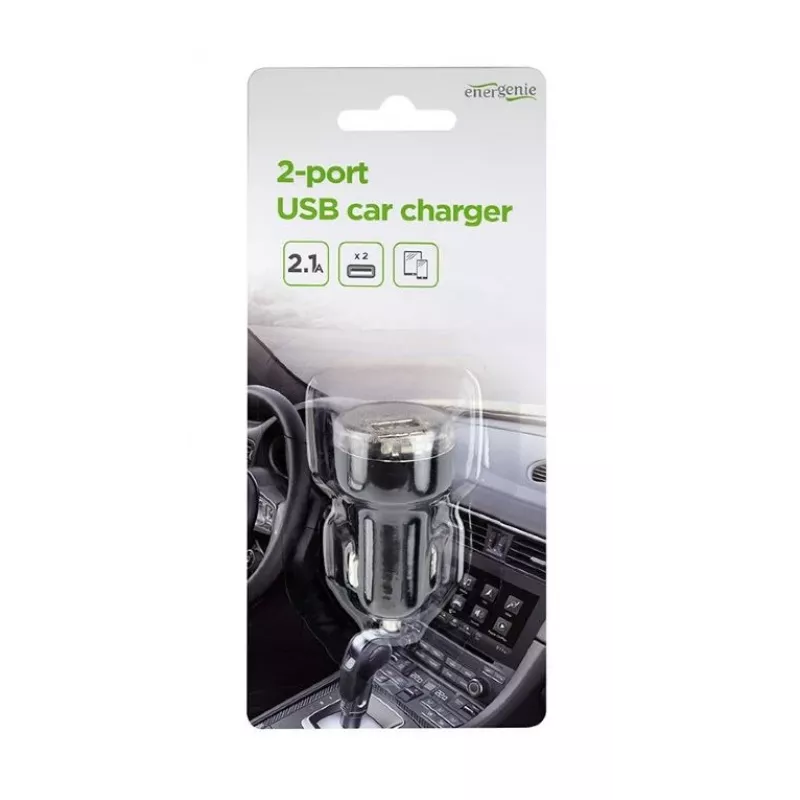 Autolaturi Gembird EG-U2C2A-CAR-02, 12–24V tulo, 5V/2,1A lähtö, 2× USB 2.0, musta