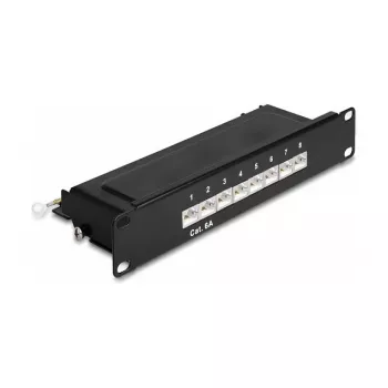 DeLOCK 10 tuuman kytkentäpaneeli 8 port Cat.6A 1U musta