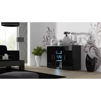 Sivukaappi Cama SOHO S7 120 cm musta kiiltävä