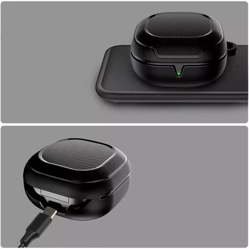 Tech-Protect Rough Carbon suojakuori Samsung Galaxy Buds 2 Pro/2/Live/Pro -latauskoteloon, musta