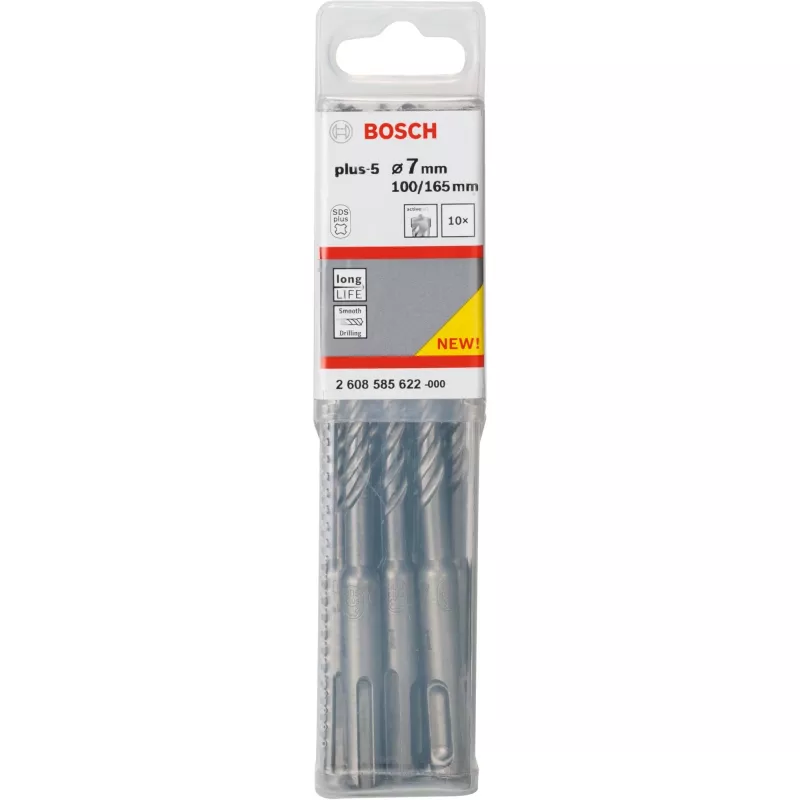 Bosch 2608585622 SDS-plus-5 vasarapora, Ø 7 mm, 100 mm työpituus, 10 kpl