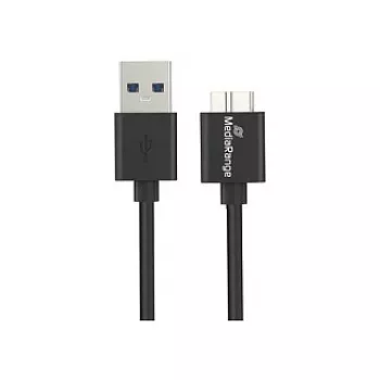 USB-A - Micro-B USB 3.0 lataus- ja synkronointikaapeli MediaRange MRCS239 — 50 cm, 5 Gbit/s, 5 W, musta