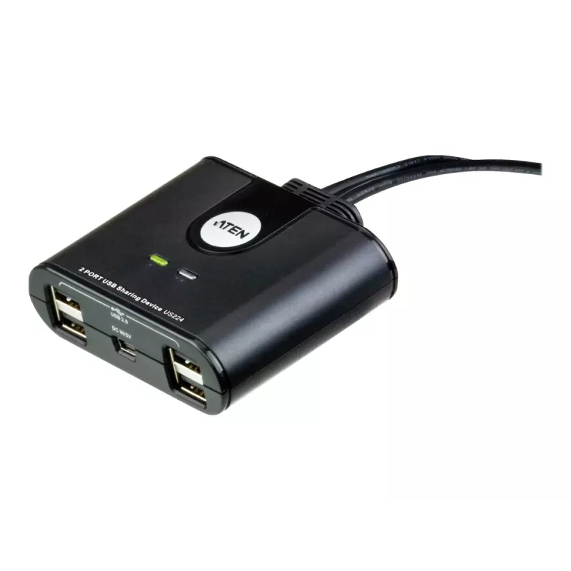 USB 2.0 2-portin oheislaitteiden jakolaite ATEN US224AT — USB Type-A, 1,8 m kaapeli, musta