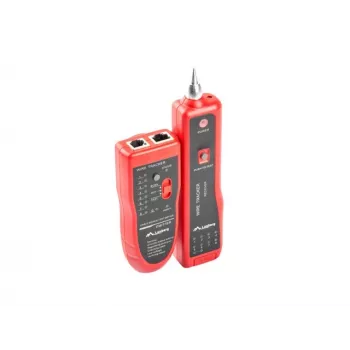 LANBERG verkkokaapelitesteri NT-0501 — RJ-11/RJ-12/RJ-45-tuki, max. pituus 250 m, sisäänrakennettu akku, LED-merkkivalot, musta